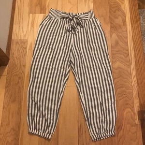 Striped Tie-Waist Breezy Summer Jogger Pants